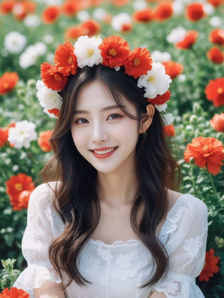 花海中的少女