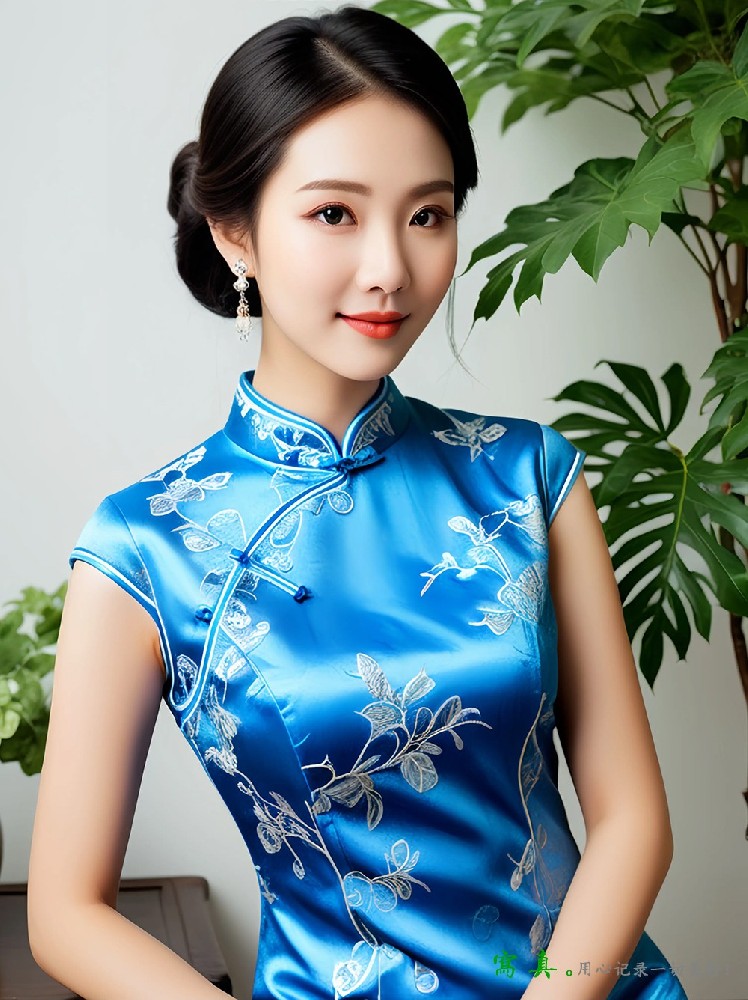 青花绽放：旗袍女子的温婉